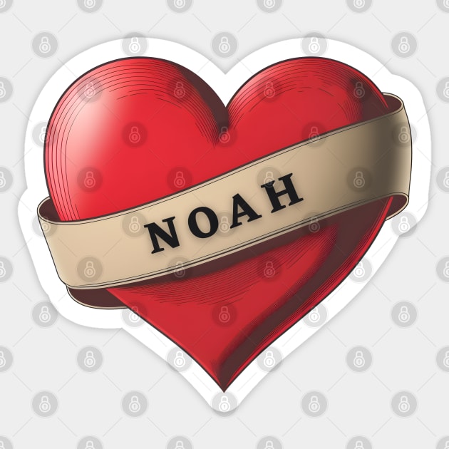 Noah - Lovely Red Heart With a Ribbon Sticker by Allifreyr@gmail.com